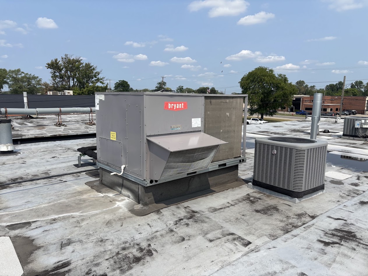 Bryant commercial rooftop packaged unit installation