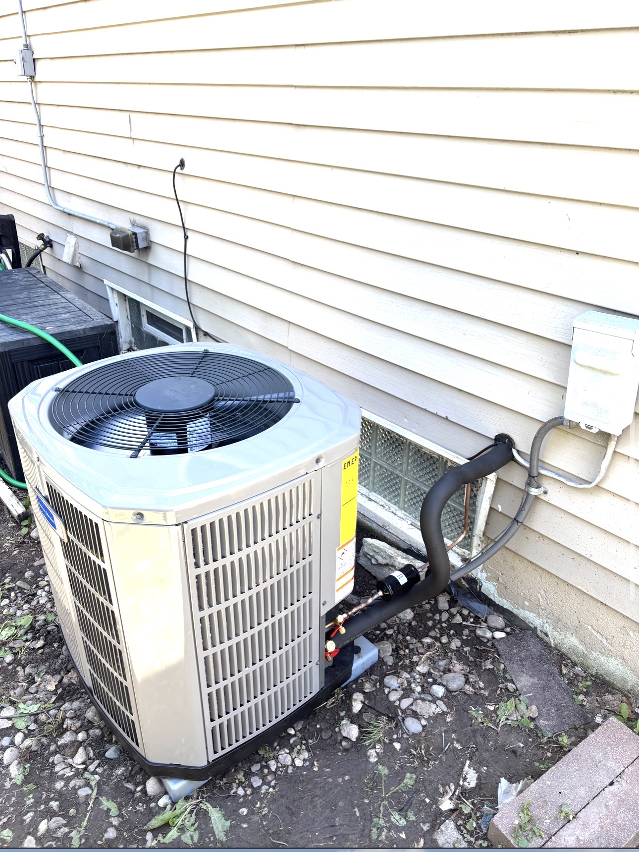 New residential air conditioner installed with insulated line set